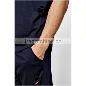 Guangzhou Custom Logo and Print Shorts And T Shirt Summer Broken Hole Tacksuit thumbnail-4