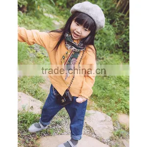 1-6 Years 2017 New Wholesale Autumn Cotton Full Sleeves Solid Color Girls Blouses thumbnail-4