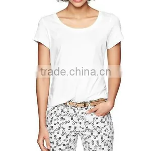 White Soft Thin Scoop Neck t Shirt for Women thumbnail-1