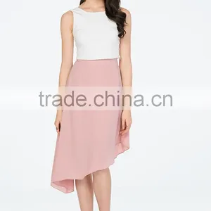 Www Six Photo Com Ladies Pink Chiffon Asymmetrical Skirt thumbnail-3