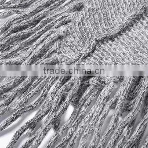 2017 Ladies Stylish Custom Made Tassels Hem Pullover Sweater Poncho With Best Quality thumbnail-6