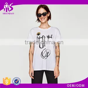 Guangzhou Shandao Factory OEM Customized 160g 100% Cotton Logo Printed Short Sleeve O-Neck Ladies New Design T Shirt thumbnail-1