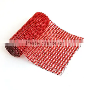 Plastic Mesh Jewelry Rhinestones Red Round 12cm thumbnail-1