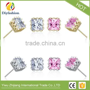 Fashion Jewelry Colorful Hollow Square Cubuic Zircon Stud Earring thumbnail-1