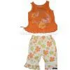 Girls' 2pcs Set ( Orange Top /flower Pant) thumbnail-1