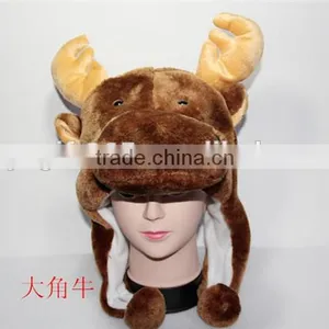Cute Cow Plush Warm Hat Earmuff With Ear Poms Cartoon Animal Cap thumbnail-1
