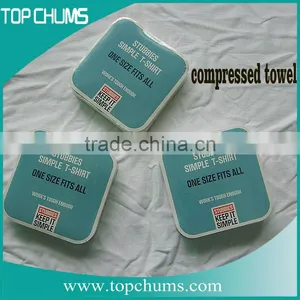 Custom Logo Promotional Magic Cotton Towel,hot-pressed Light Blue Turkish Towel,beach Compressed Towel thumbnail-1