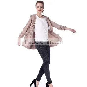 Women's Stand-up Round Collar Pleated Coat thumbnail-1