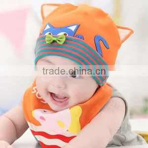 Beautiful Lovely Cat Design Bowknot Knit Baby Hat With Bibs thumbnail-5