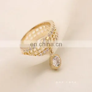 Hollow Circle Ring Small Zircon Charm Ring Delicate Engagement Ring thumbnail-2
