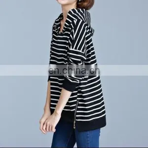 Manufacturer Womens Ladies Hoodie Sweatshirt Hooded Tops Zip Stripe Casual T-shirt thumbnail-5