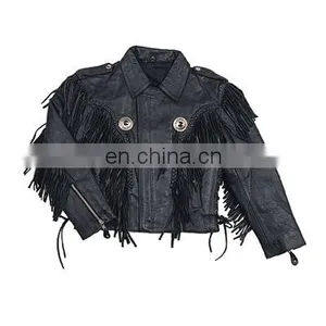 KIDS COLLECTION LEATHER JACKES BON JOVI STYLE FRINGES thumbnail-1