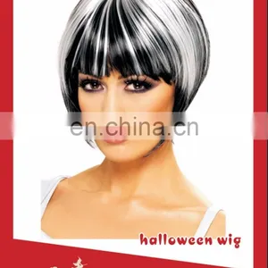 Cosplay Synthenic Mixed Black and White Short Wig Hair for Women Decoration thumbnail-1