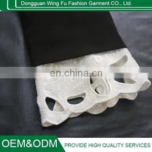 China Wholesale OEM Washable Long Sleeve Hollow Lapel Black Dress thumbnail-3