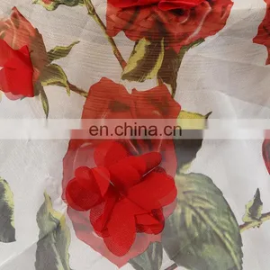 2017 Print Fabric Polyester Textile Rose Flower 3D Lace Fabric thumbnail-4