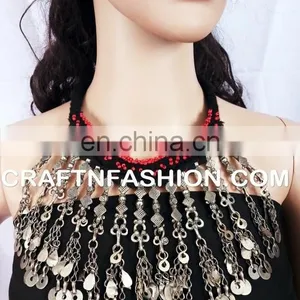 Afghan Kuchi Old 1960s Necklace- Tribal Necklace - Afghan Jewelry - Antique Afghan Long 1960s Jewellery Necklace thumbnail-4