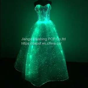 Women Light Up Optical Fabric Clothes Bridal Ball Evening Party Gown Banquet Show Formal Luminous Fiber Optic Wedding thumbnail-3