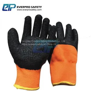 Winter Warm Keeping 7G Acrylic Loop Napping Liner Latex Crinkle Coated Thermal Work Gloves for Industrial and Construction thumbnail-4