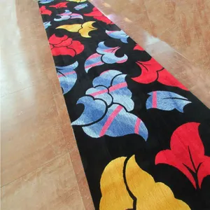 Black Red And Blue Floral Pattern Wall To Wall Carpet Luxury Wool Carpet Living Room thumbnail-4