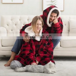 Luxury Super Plush Soft Long Sleeves Double Sided Durable Wearable Sherpa Blanket Hoodie thumbnail-4