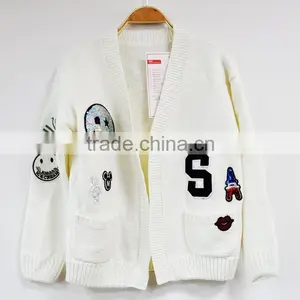 Designer Wool Spinning White Cardigan Sweaters for Girls thumbnail-1