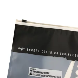 Custom Logo Printed Plastic Apparel Clothes Packaging Bag With Slide Zipper Matte Transparent Clothing Package Bags thumbnail-4