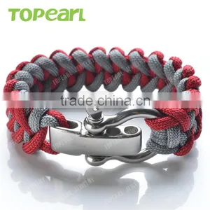 2016 Europe Style Fashion Military Metal Charm Paracord Bracelet Survival Bracelet MEB214 thumbnail-1