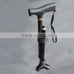 FDA Deluxe Foldable Tripod Walking Cane Folding Collapsible Black Aluminum Cane Walking Standing Stick Adjustable thumbnail-2