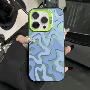 Luxury Fashion Stripe Wave Matte Texture Phone Case for IPhone Shockproof Bumper Cover thumbnail-5