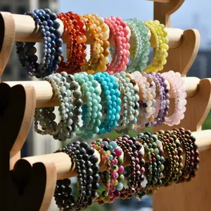 Hot Selling Handmade Natural Stone Bead Bracelet, Men's and Women's Layered Crystal Elastic Bracelet, Various Bracelet Accessories thumbnail-2