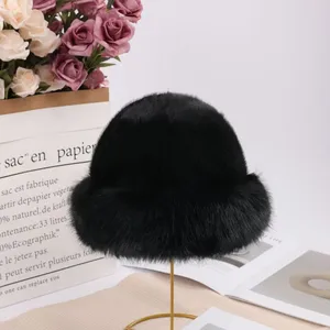 Faux Fox Fur Roll Cuff Bucket Hat thumbnail-2