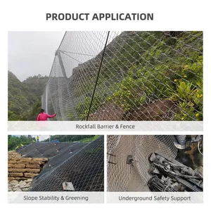65mm High Strength Nodes Are Firmly Secured Intercepting Mountain Debris Zinc-Coated Steel Rope Net thumbnail-2