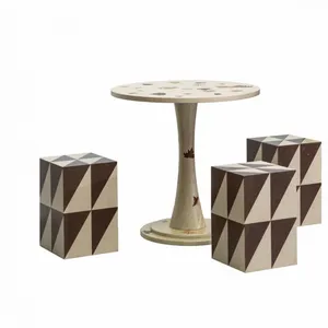 Maple Leaf Fluttering Marquetry Round Table thumbnail-3