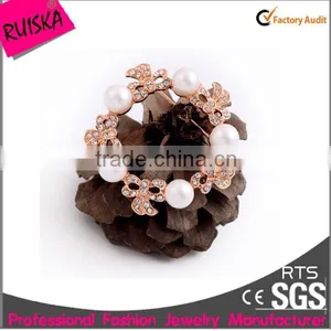 Top Design Rose Gold Plating Inlay Crystals Pearl Brooch thumbnail-2