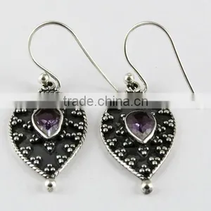 Make A Wish !! Oxidized Amethyst 925 Sterling Silver Earring, Gemstone Silver Jewelry, Handmade Silver Jewelry thumbnail-2