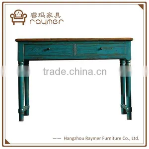 Shabby Chic Solid Wood French Turquoise Blue Console Table With Drawer thumbnail-1