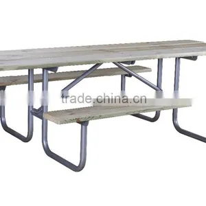 Outdoor Table, Picnic Table, 96" W X62" D, Wooden, For ADA thumbnail-1