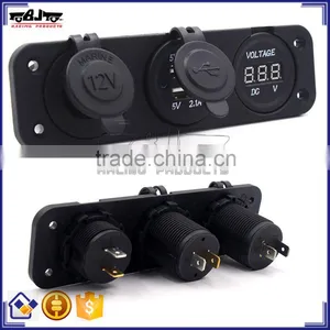 BJ-UPS-003 Universal 12V Three Hole Cigarette Lighter Charger Voltmeter Motorcycle USB Power Supply thumbnail-1