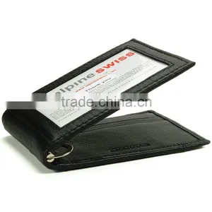 New Black Mens Promotion Bifold Genuine Leather Money Clip Wallet thumbnail-5