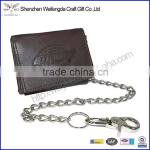 Trifold Genuine Leather Wallet With Chain for Men With RFID Blocking thumbnail-1