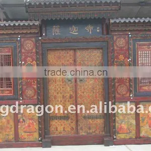 Chinese Antique Old Beautiful Tibetan Door Sakia Temple thumbnail-1