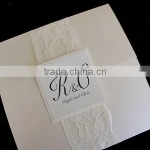 Elegant Black Lace With Initials Label Fold Pocket Wedding Invitation Cards thumbnail-1