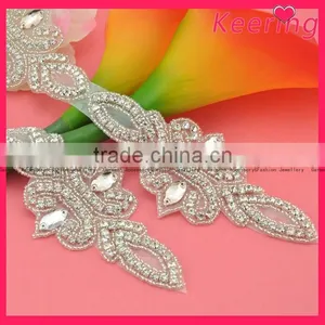 Fancy Shiny Rhinestone Appliques Iron on Sash WRA-385 thumbnail-1