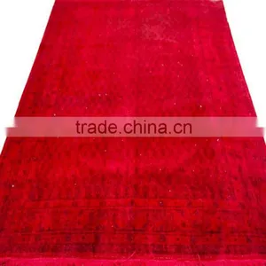 RED CARPET RECOLORED VINTAGE RUG OVER DYED TURKISH CARPET thumbnail-1
