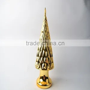 Ceramic Christmas Tree Candle Holder Wih Golden Color thumbnail-2