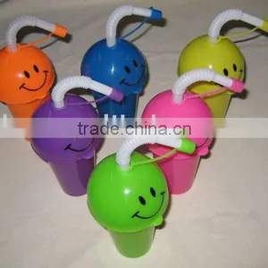 Smile Face Plastic Cup With Straw/straw Cup/plastic Cups/water Cups thumbnail-1