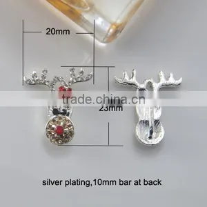 (M0848-10mm Bar) 20*23mm Christmas Collection With Bar Suit for 10mm Ribbon, Silver Plating thumbnail-1