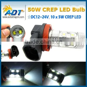 H11 Super White Headlight High Power Genuine Crep 50W LED Light Bulb thumbnail-1