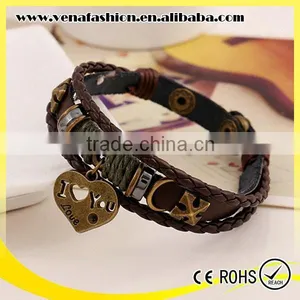Snap Heart Boys Imitation Leather Bracelet Factory thumbnail-1
