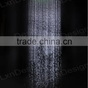Chrome Finish Led Shower Faucet Embed Ceiling Square Shower Set Stainless Steel Shower Head With Led Hydro Power Lights thumbnail-5